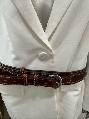 Duluth Trading Co Brown Suede Leather Belt with Stamped Logo size 46 style 90013